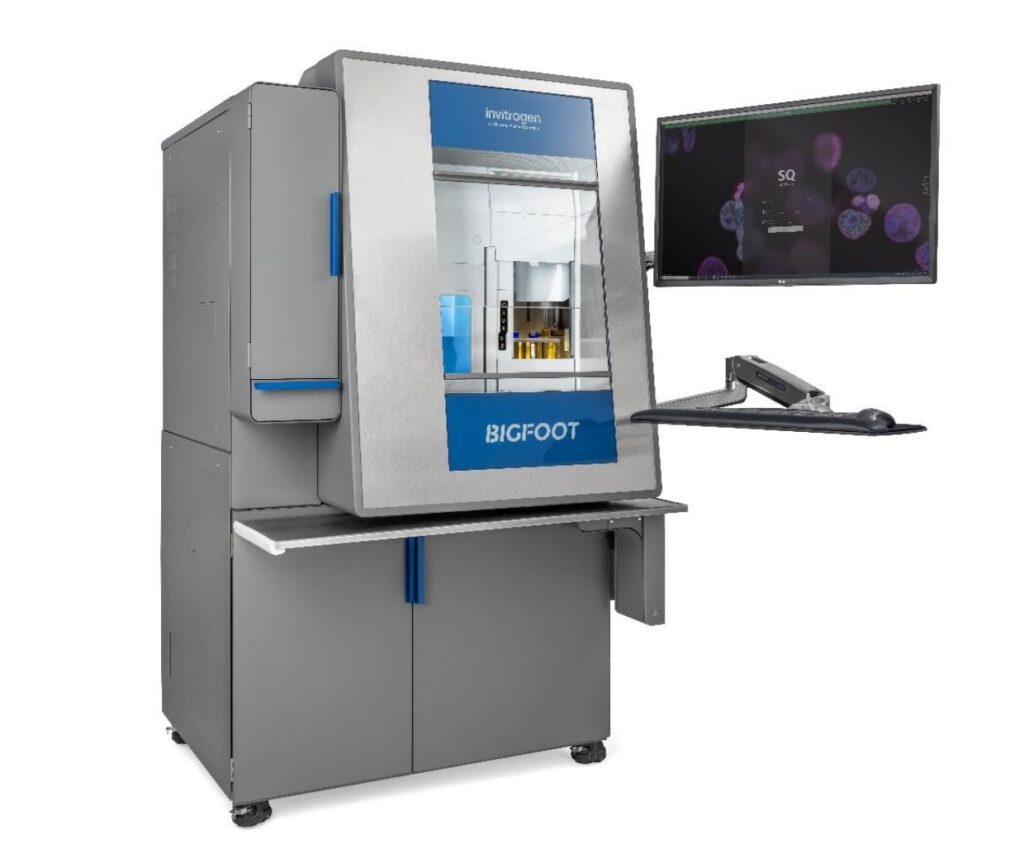 A photograph of the Bigfoot Cell Sorter with attached digital display screen
