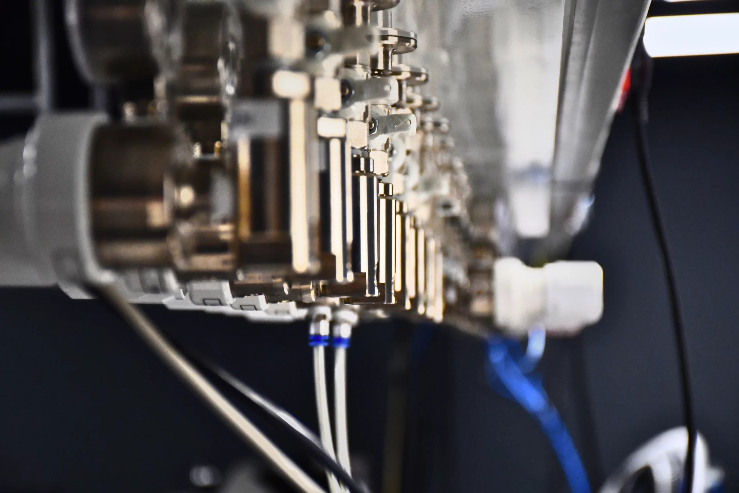 Gas pipe connectors in the imaging dark room from the right