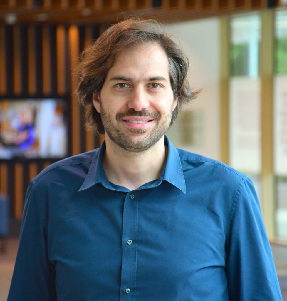 Portrait photograph of Dr Evangelos Giampazolias in the Paterson Building reception