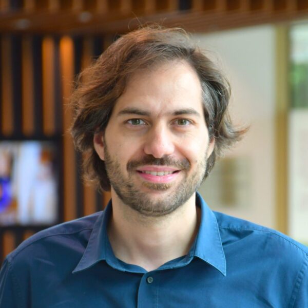 Portrait photograph of Dr Evangelos Giampazolias in the Paterson Building reception