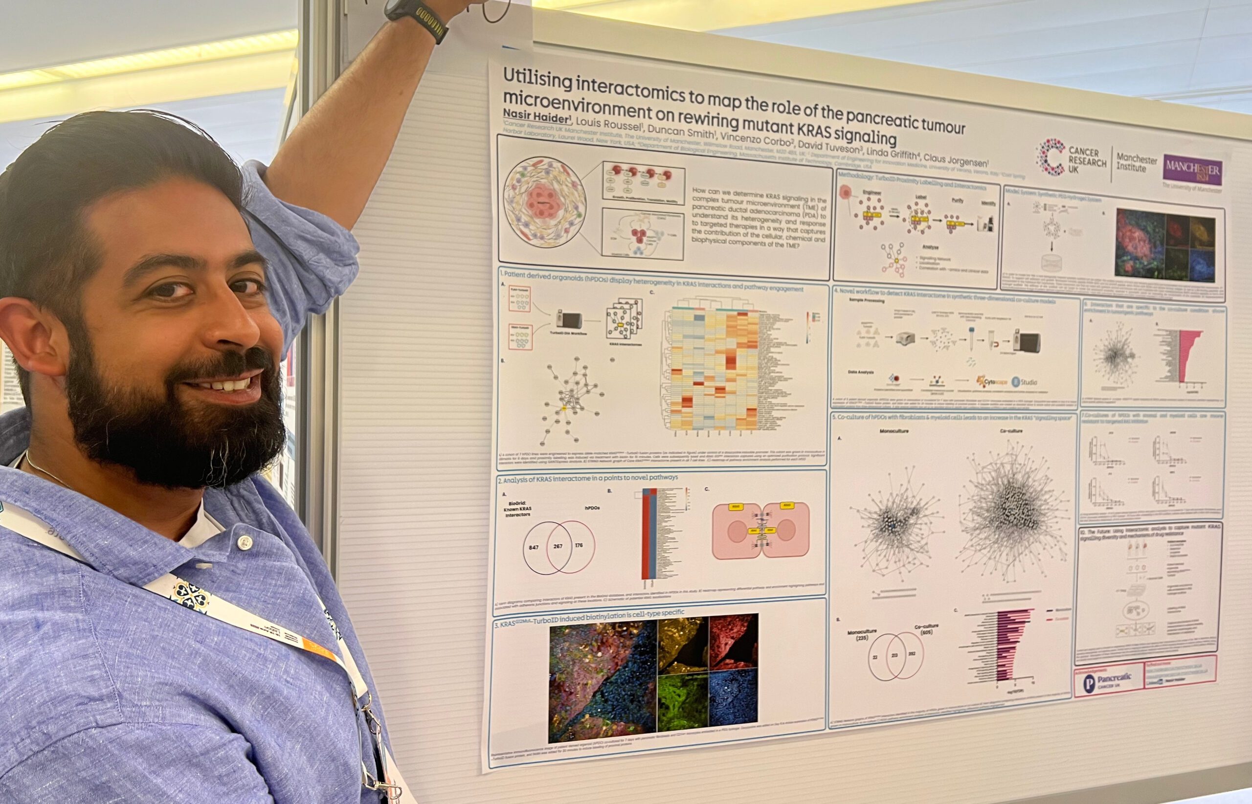 Nasir Haider stood next to his EACR poster