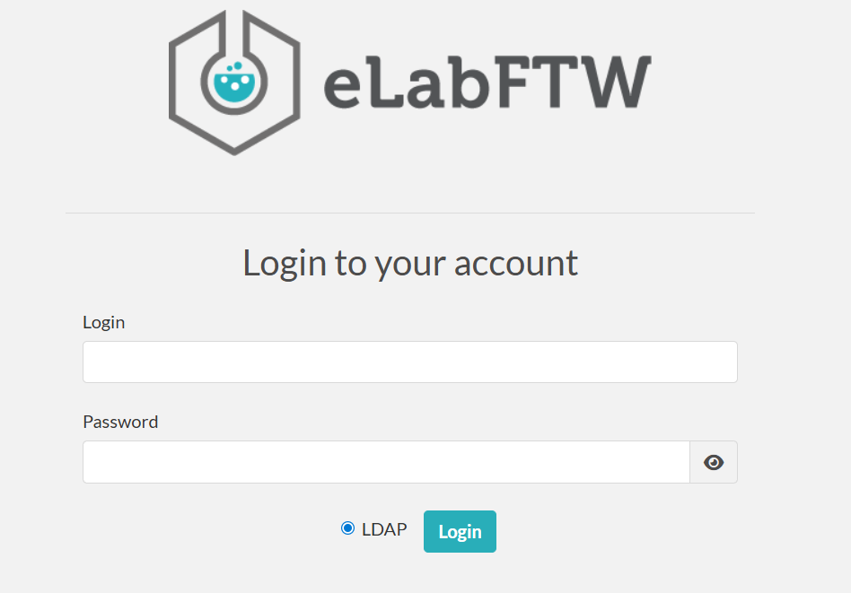 The login page for eLabFTW